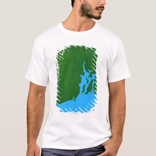 Karte von Rhode Island T-Shirt (Vorderseite)