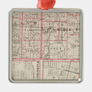 Karte von Richland u. Lawrence-Landkreisen Silbernes Ornament