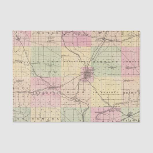 Karte von Rock County, Staat von Wisconsin Seidenpapier (Vorderseite)