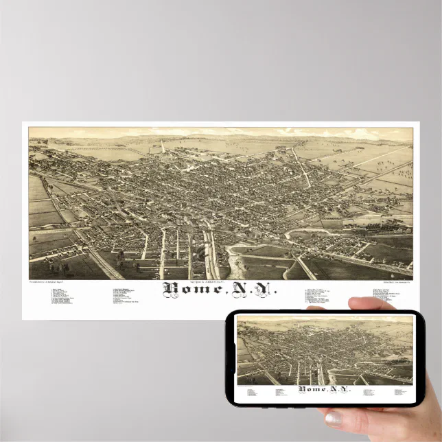 Karte von Rom, New York aus dem Jahr 1886 Poster Zazzle.de