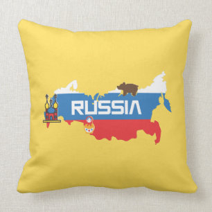 Karte von Russland mit weißem Blau und roter Fahn Kissen