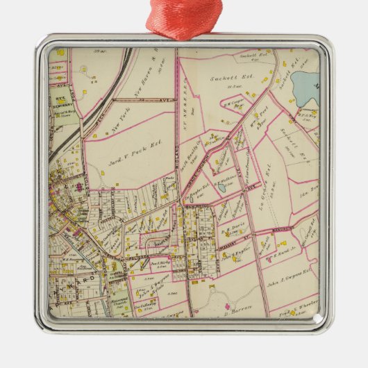 Karte von Rye, New York Ornament Aus Metall (Vorne)