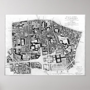 Karte von Sainte-Genevieve, Paris, 1756 Poster