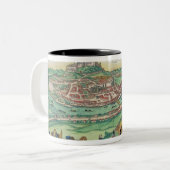 Karte von Salzburg, von "Civitates Orbis Terrarum" Zweifarbige Tasse (Vorderseite Links)
