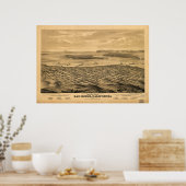 Karte von San Diego, Vogelperspektive, 1880 Poster (Küche)