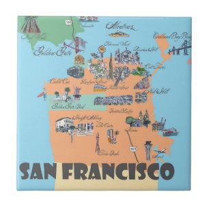 Karte von San Francisco Kalifornien Fliese