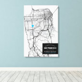 Karte von San Francisco + Ort markieren Leinwanddruck (Insitu (Holzboden))