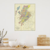 Karte von Schottland 1899 mit schottischen Clans Poster (Küche)