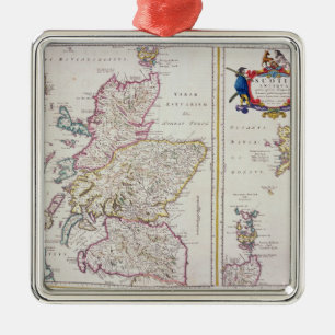 Karte von Schottland, c.1700 Silbernes Ornament