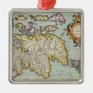Karte von Schottland   Miliaria Scotia Ornament Aus Metall