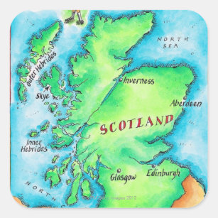 Karte von Schottland Quadratischer Aufkleber