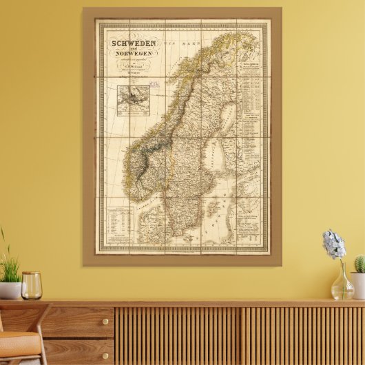 Karte von Schweden und Norwegen (1847) Leinwanddruck (Insitu (Wohnzimmer))