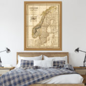Karte von Schweden und Norwegen (1847) Leinwanddruck (Insitu (Schlafzimmer))