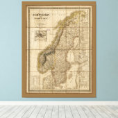 Karte von Schweden und Norwegen (1847) Leinwanddruck (Insitu (Holzboden))