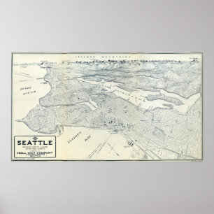 KARTE VON SEATTLE 1925 POSTER
