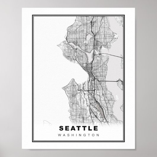 Karte von Seattle Poster (Vorne)