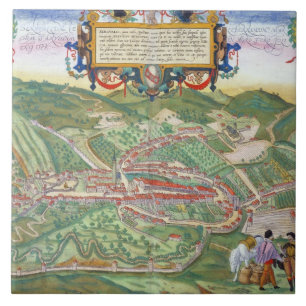 Karte von Serravalle, von 'Civitates Orbis Fliese