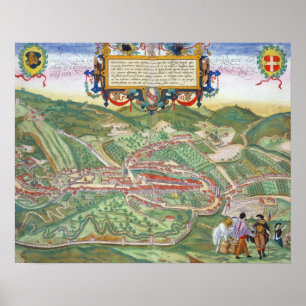 Karte von Serravalle, von 'Civitates Orbis Terraru Poster