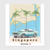 Karte von Singapur Aufkleber (Blatt)