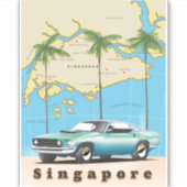 Karte von Singapur Aufkleber (Vorderseite)