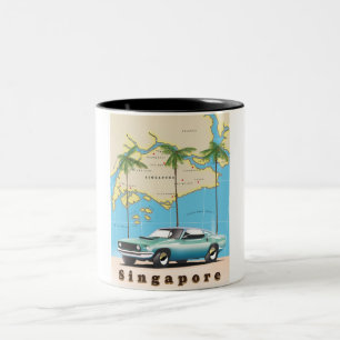 Karte von Singapur Zweifarbige Tasse