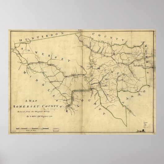 Karte von Somerset Landkreis, New Jersey (1781) Poster (Vorne)