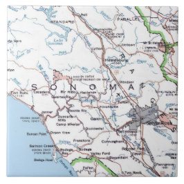 Karte von Sonoma County CA -Blau Fliese