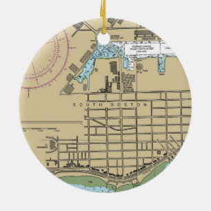 Karte von South Boston Keramik Ornament