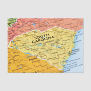 Karte von South Carolina Seidenpapier