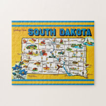 Karte von South Dakota 11x14 Puzzle