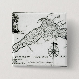 Karte von South- Pacificinsel, 1800 Button
