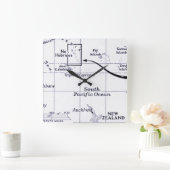 Karte von South- Pacificozean Quadratische Wanduhr (Zuhause)