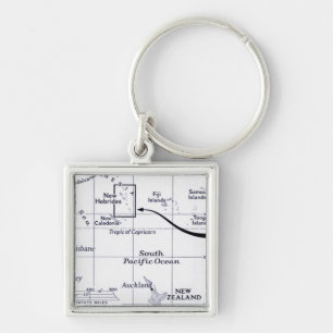 Karte von South- Pacificozean Schlüsselanhänger