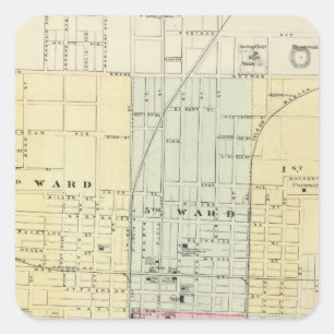 Karte von Springfield-Stadt Quadratischer Aufkleber