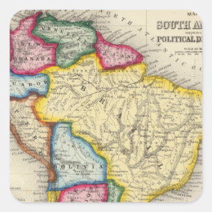 Karte von Südamerika Quadratischer Aufkleber