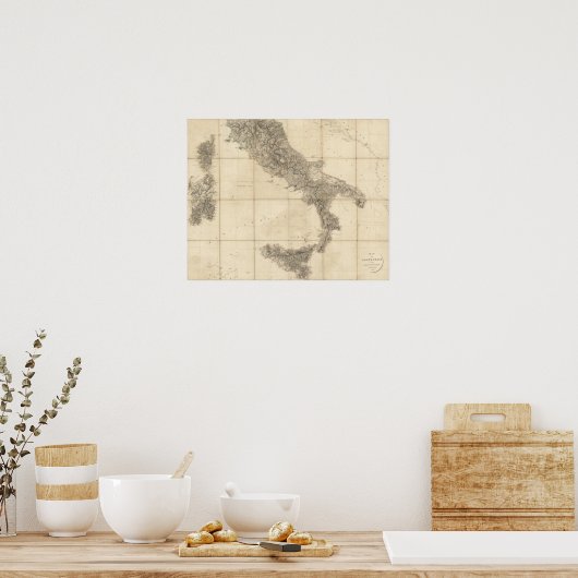 Karte von Süditalien und den angrenzenden Küsten Poster (Küche)