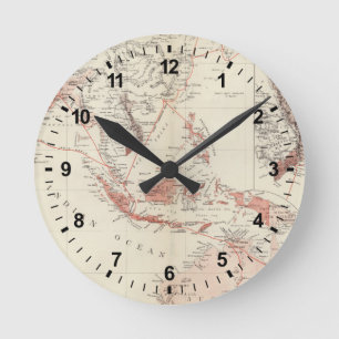Karte von Südostasien u. von Nordaustralien Runde Wanduhr