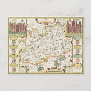 Karte von Surrey, eingraviert von Jodocus Hondius
