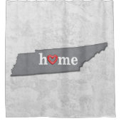 Karte von TENNESSEE mit ZUHAUSE und HERZEN Duschvorhang (Vorderseite)