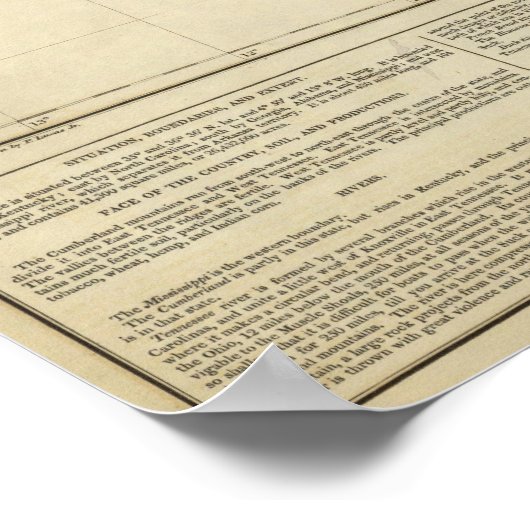 Karte von Tennessee Poster (Ecke)