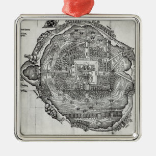 Karte von Tenochtitlan Ornament Aus Metall