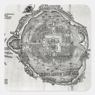 Karte von Tenochtitlan Quadratischer Aufkleber