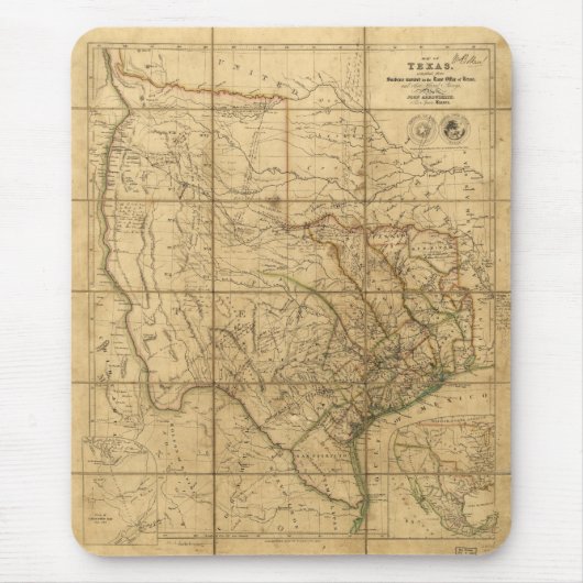 Karte von Texas durch John Arrowsmith (1841) Mousepad (Vorne)
