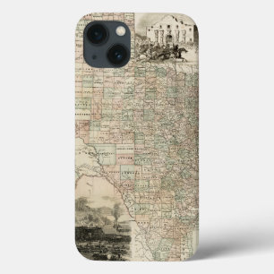 Karte von Texas mit Landkreis Borders iPhone 13 Hülle