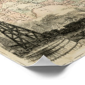 Karte von Texas mit Landkreis Borders Poster (Ecke)