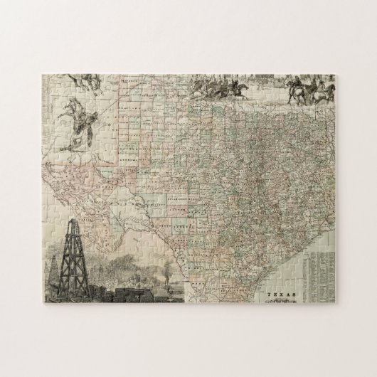 Karte von Texas mit Landkreis Borders Puzzle (Horizontal)