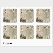 Karte von Texas mit Landkreis Borders Quadratischer Aufkleber (Blatt)