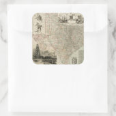 Karte von Texas mit Landkreis Borders Quadratischer Aufkleber (Tasche)