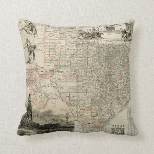 Karte von Texas mit Landkreis-Grenzen Kissen