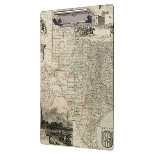Karte von Texas mit Landkreis-Grenzen Klemmbrett (Links)